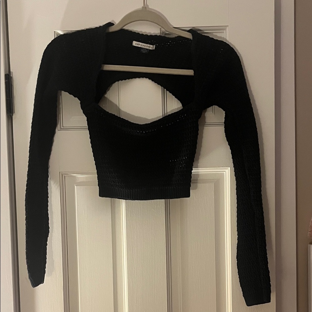 American Eagle Outfitters Black Textured Crop Top